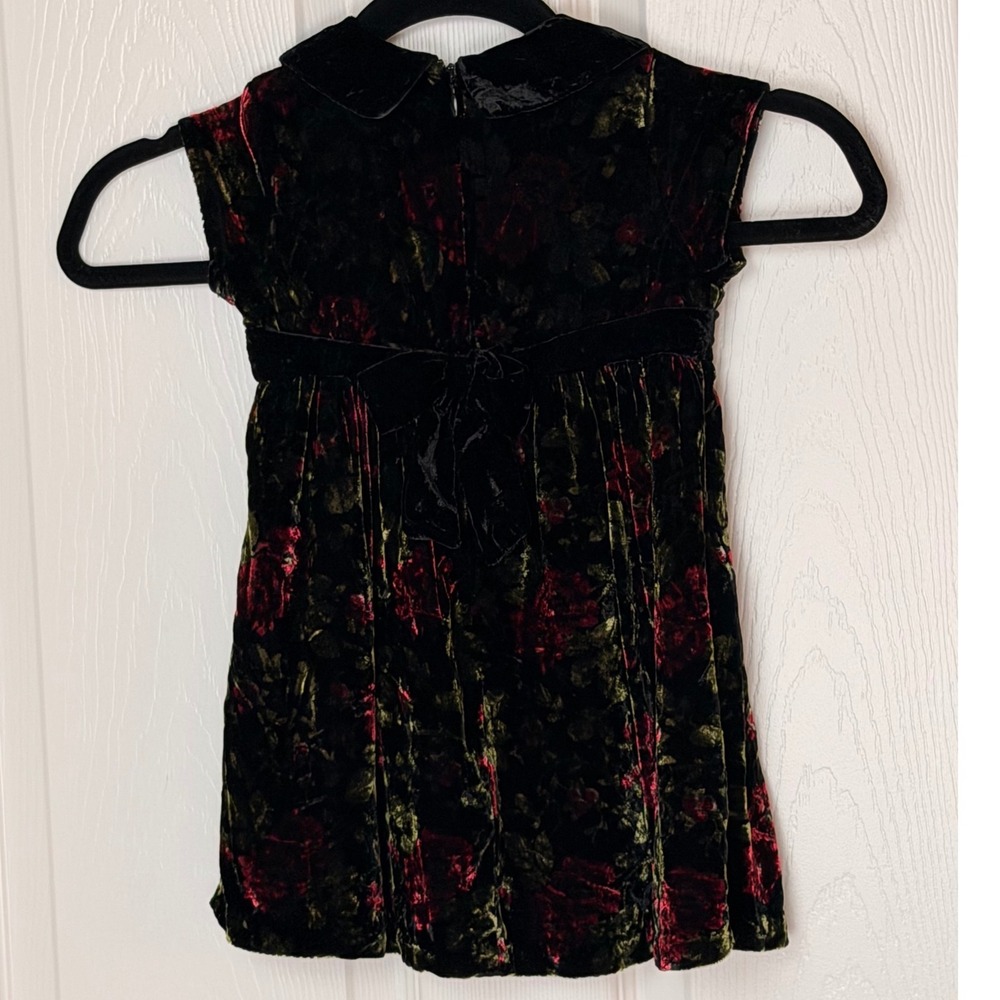 Gymboree Vintage 2004 Velvet Silk Floral Dress 18-24 Months Red Green Holiday